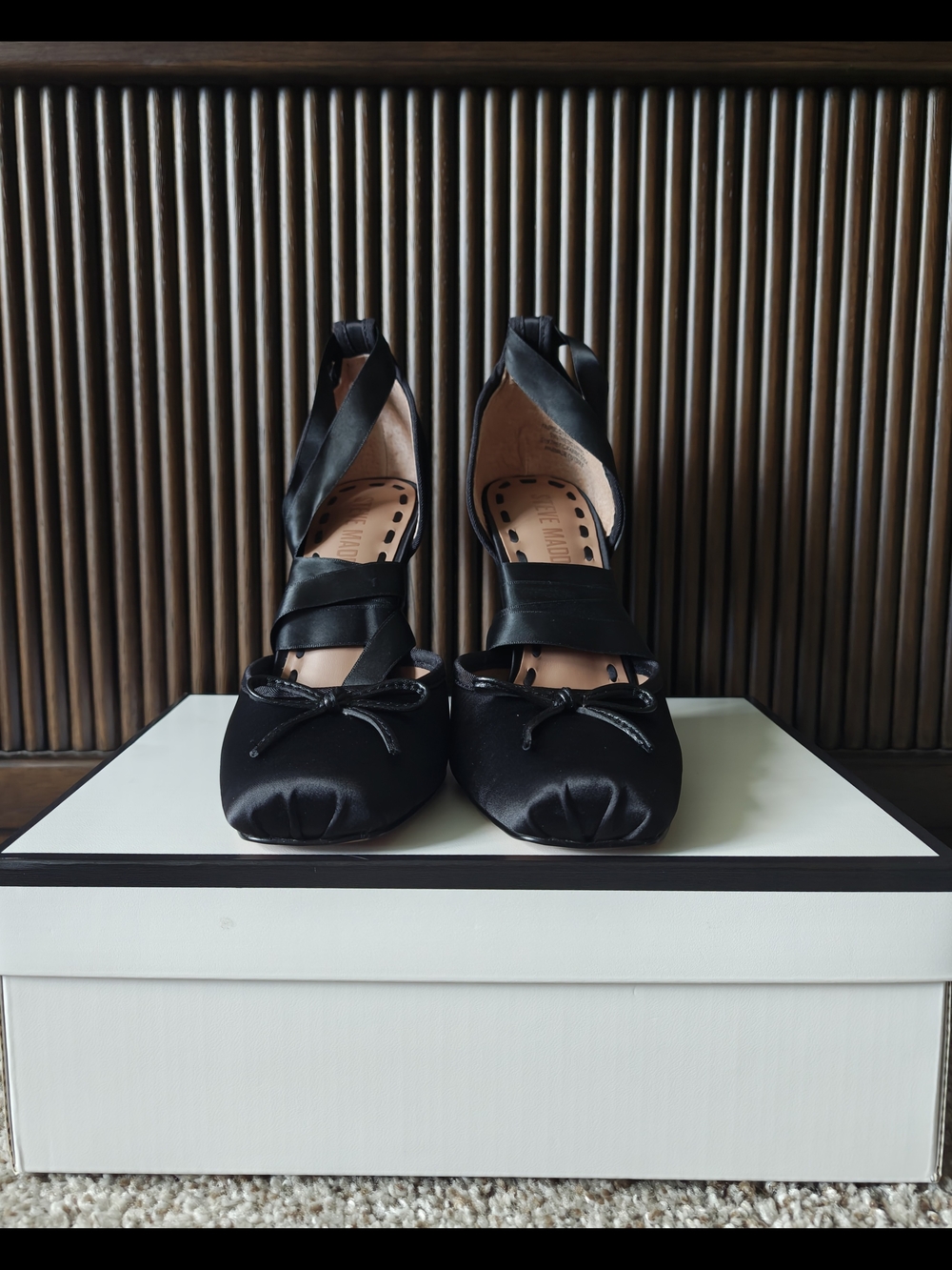 Steve Madden Black Satin Ballerina Heels
